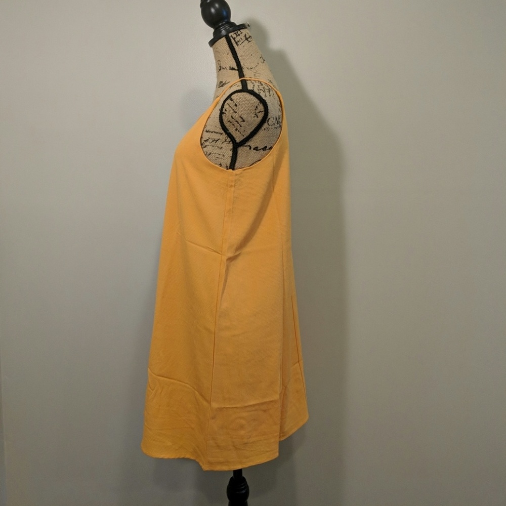 Cut out neckline yellow slip cami swing dress - Picture 3 of 5